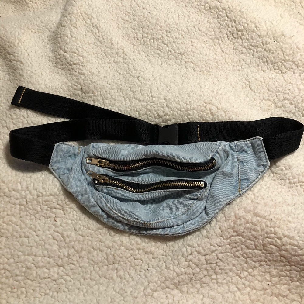 Double Zipper Denim Fanny Pack Belt Bag *New*